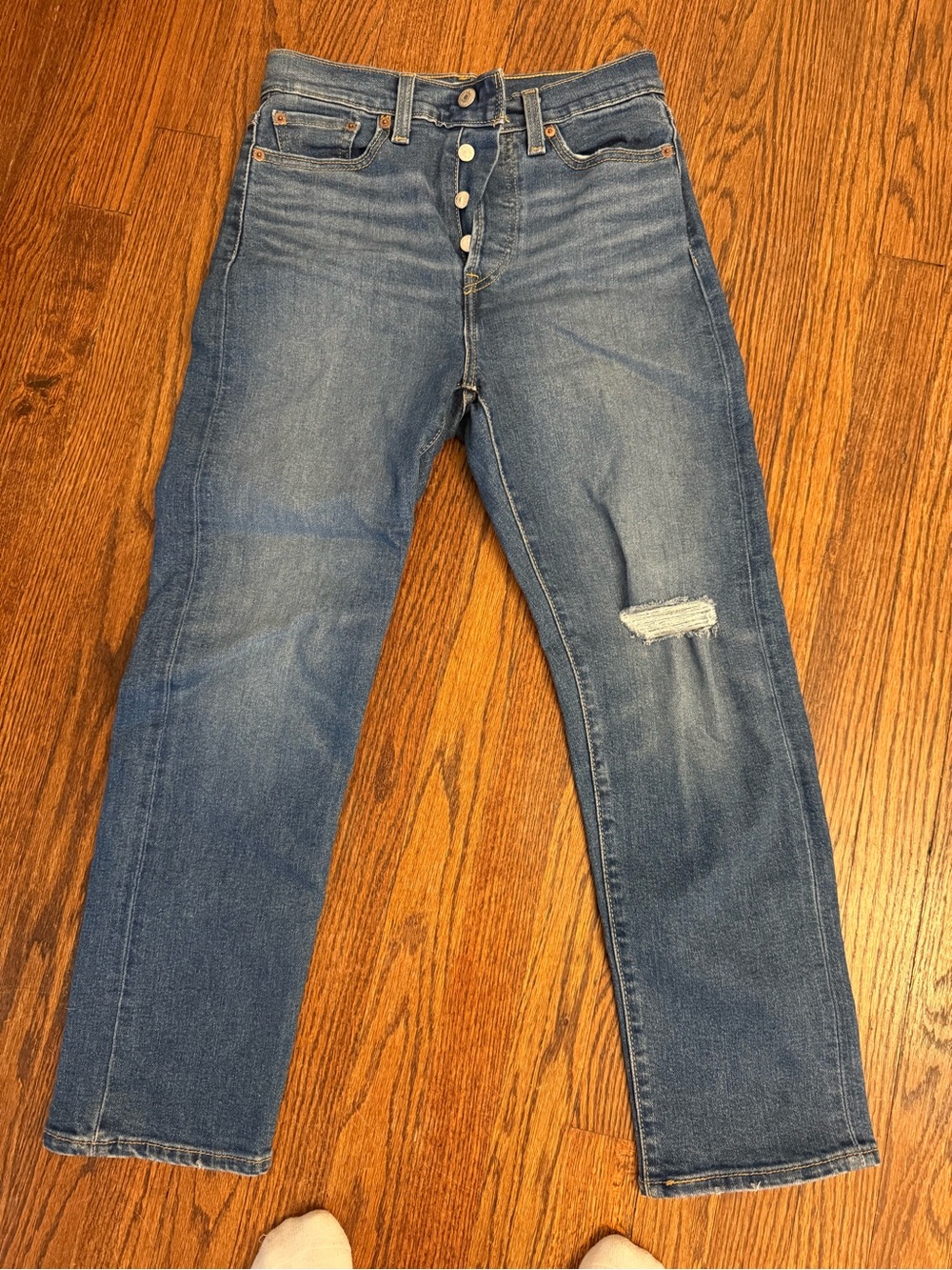 Levi's Straight Leg Jeans - Medium Blue with Faded Wash